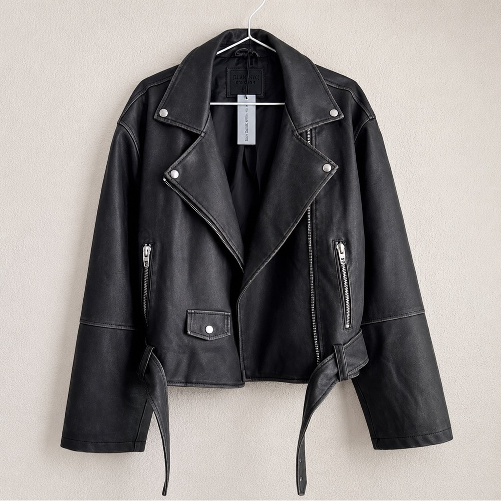 BLANK NYC Vegan Leather Moto Jacket with Belt